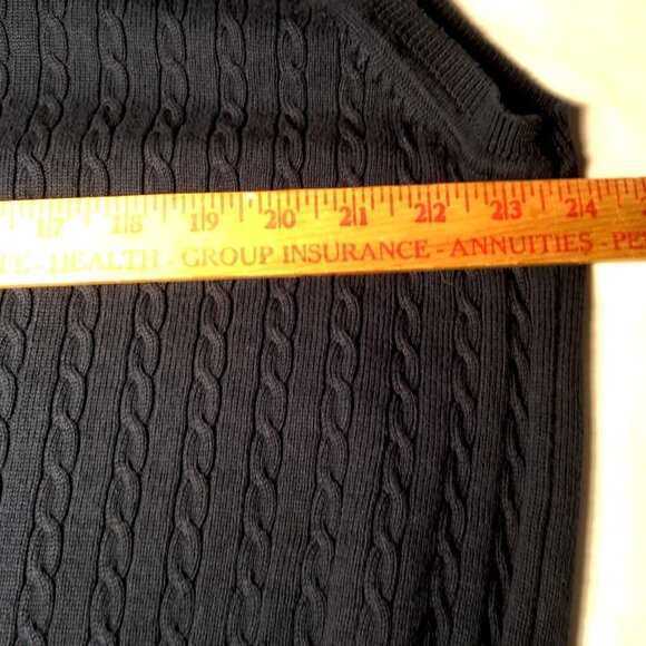 Eddie Bauer Sweater Vest Men XL Navy Blue V Neck Cable Knit Classic Cotton - Picture 3 of 9